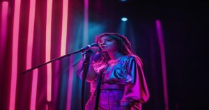 Sân khấu V-Pop với ánh đèn neon hồng